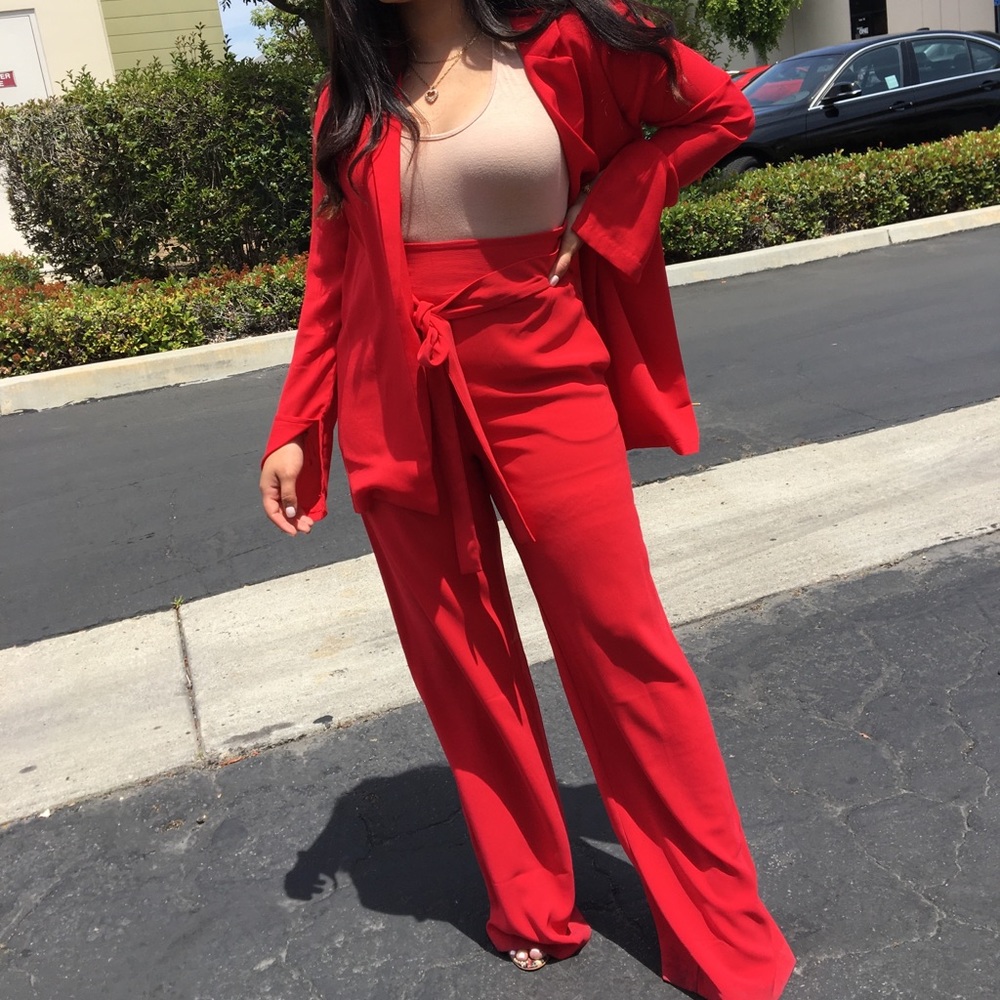 Red pantsuit
